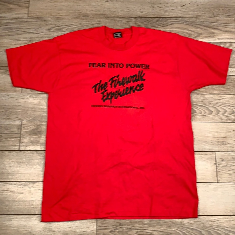 FIREWALK Tony Robbins Red Single Stitch Mens T Shirt Sz XL VTG 90s‎